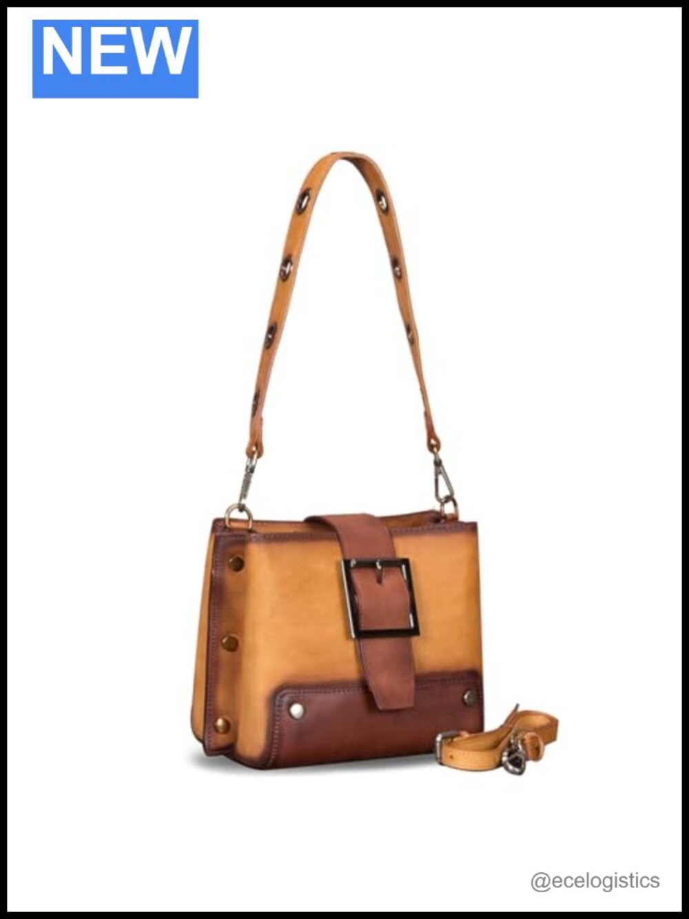 Genuine Leather Crossbody Satchel Purse with Double Straps Shoulder Bag